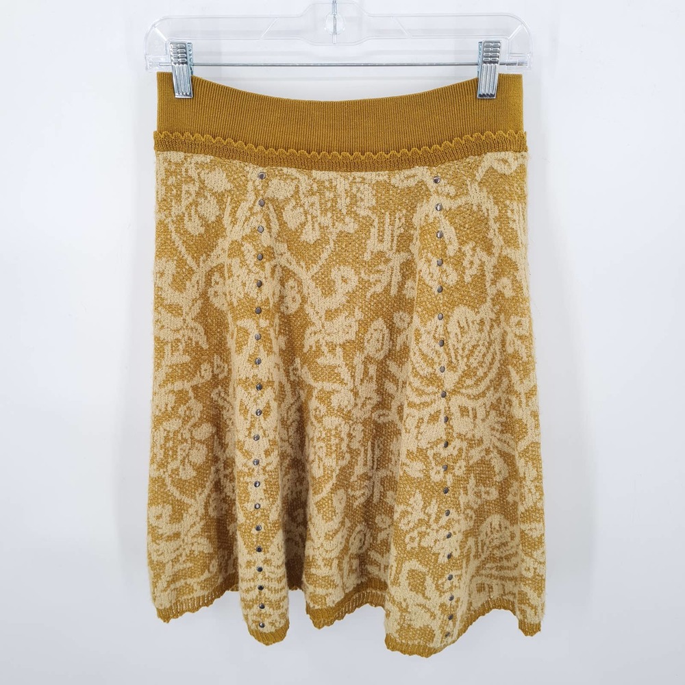 Anthropologie Moth Hellebore Studded Wool Knit Skirt Size Small